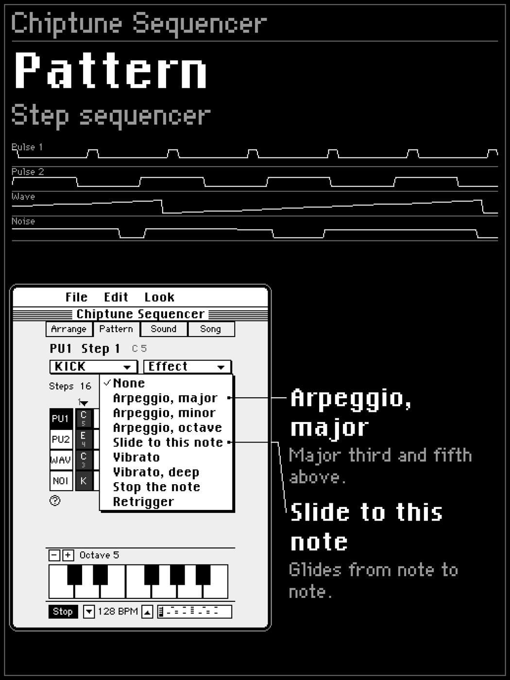 Pattern on iPad, where MIDI notes are written