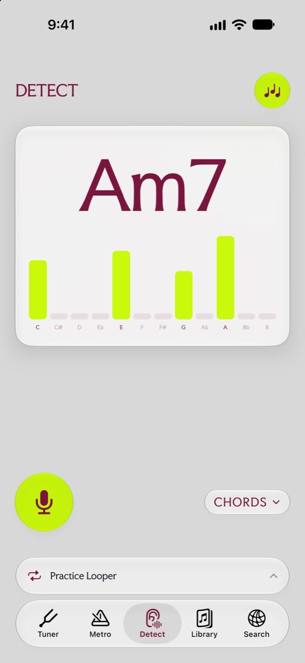 Detect naming an Am7 chord with a bar for each of the twelve notes