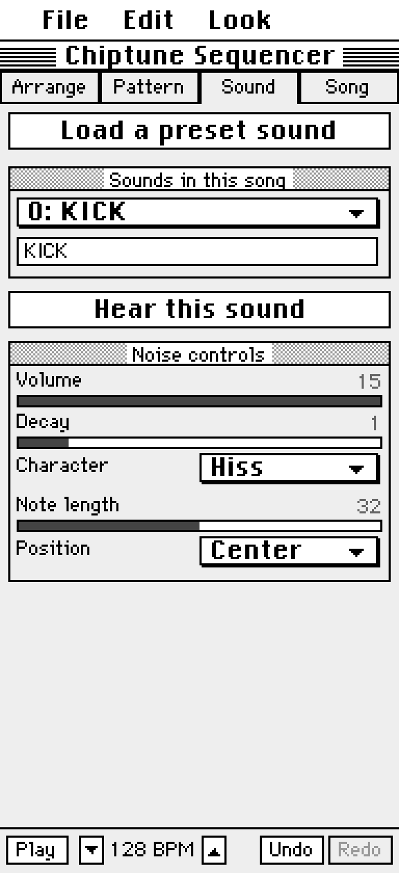 Sound controls with a sentence under each